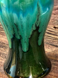 Hand Thrown Stoneware Soap Lotion Dispenser Pump Rainbow Trout Green TALL