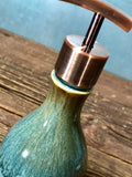 Handthrown Stoneware Soap Lotion Dispenser Pump Volcano Blue Wide