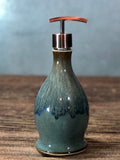 Handthrown Stoneware Soap Lotion Dispenser Pump Volcano Blue Wide