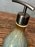 Handthrown Stoneware Soap Lotion Dispenser Pump Volcano Blue Wide