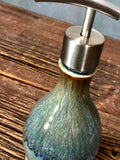 Handthrown Stoneware Soap Lotion Dispenser Pump Volcano Blue Wide