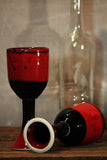 Saigon Red Stoneware Wine Goblets Pottery Handthrown Black