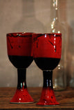 Saigon Red Stoneware Wine Goblets Pottery Handthrown Black