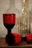 Saigon Red Stoneware Wine Goblets Pottery Handthrown Black
