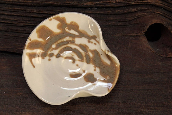 Stoneware Pottery Spoon Rest White Caramel Cream Tone