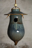 Hand Thrown Stoneware Pottery Bird House Volcano Blue