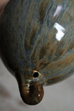 Hand Thrown Stoneware Pottery Bird House Volcano Blue