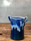 Wine Chiller Utensil Holder Hand Thrown Stoneware Snowflake Blue