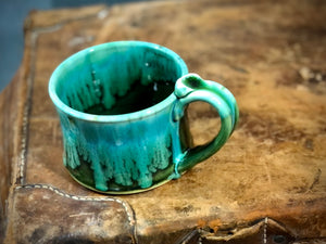 Hand thrown stoneware pottery mug Soup Style Rainbow Trout