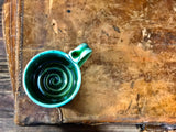 Hand thrown stoneware pottery mug Soup Style Rainbow Trout