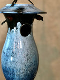 Hand Thrown Stoneware Pottery Bird House Midnight Blue Black