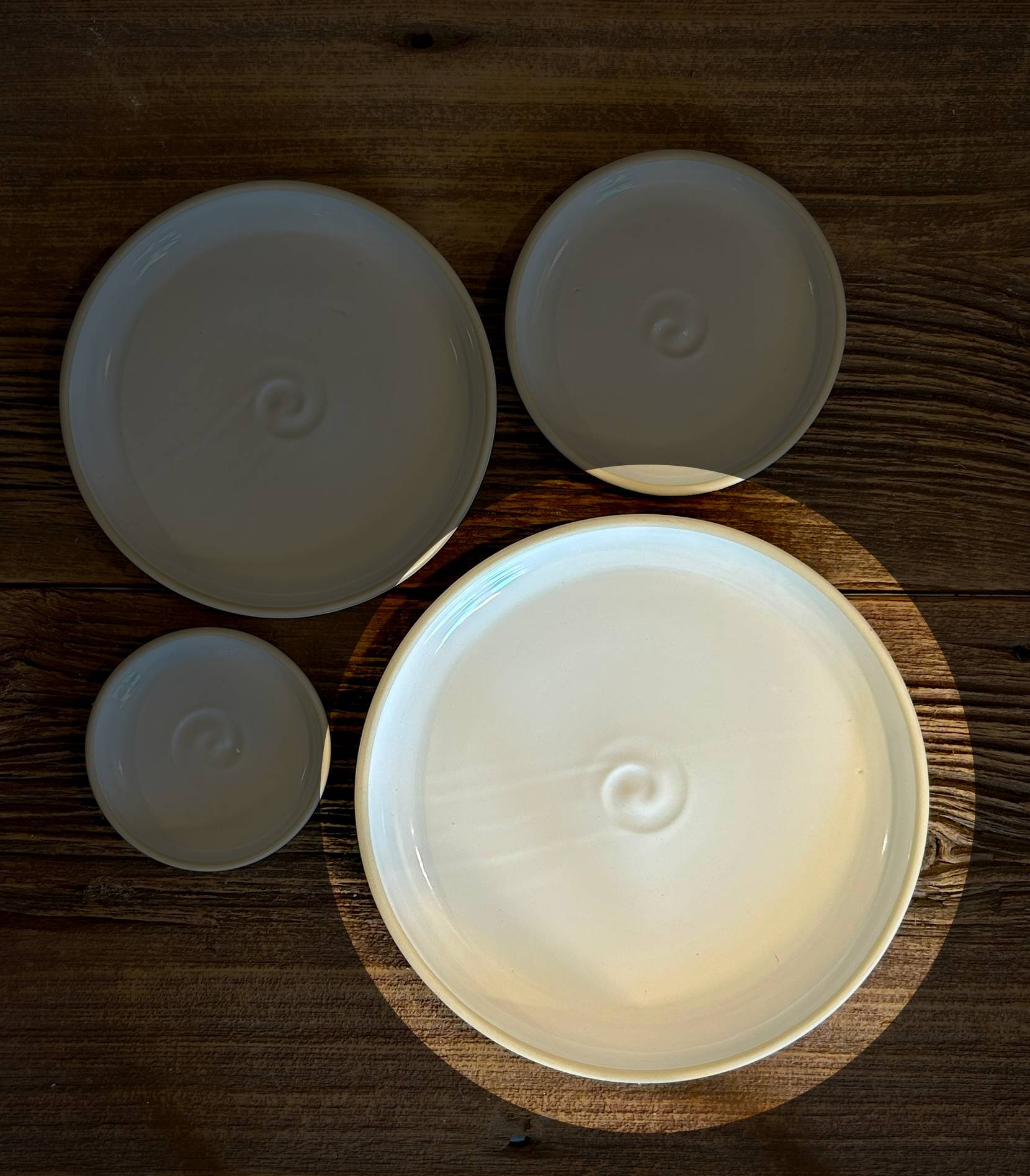 Handmade Ceramic Dinner Plates | White Dove Artisan Stoneware Dinnerware | Pottery Appetizer, Salad, Lunch & Dinner Plate | Choose Your Size
