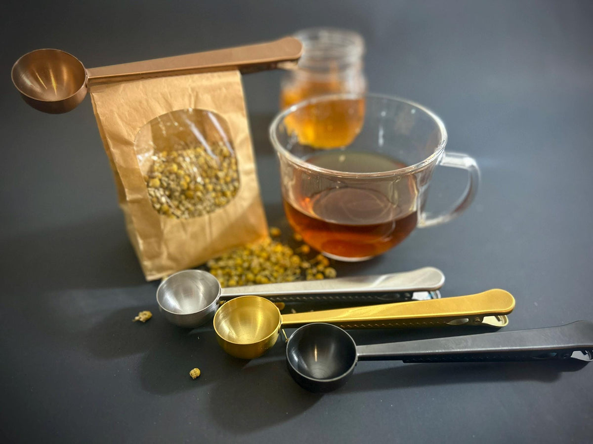 Stainless Steel Scoop Clip | Gold | Copper | Black | Stainless | Kitchen / Tea / Coffee / Bath / Cocktail