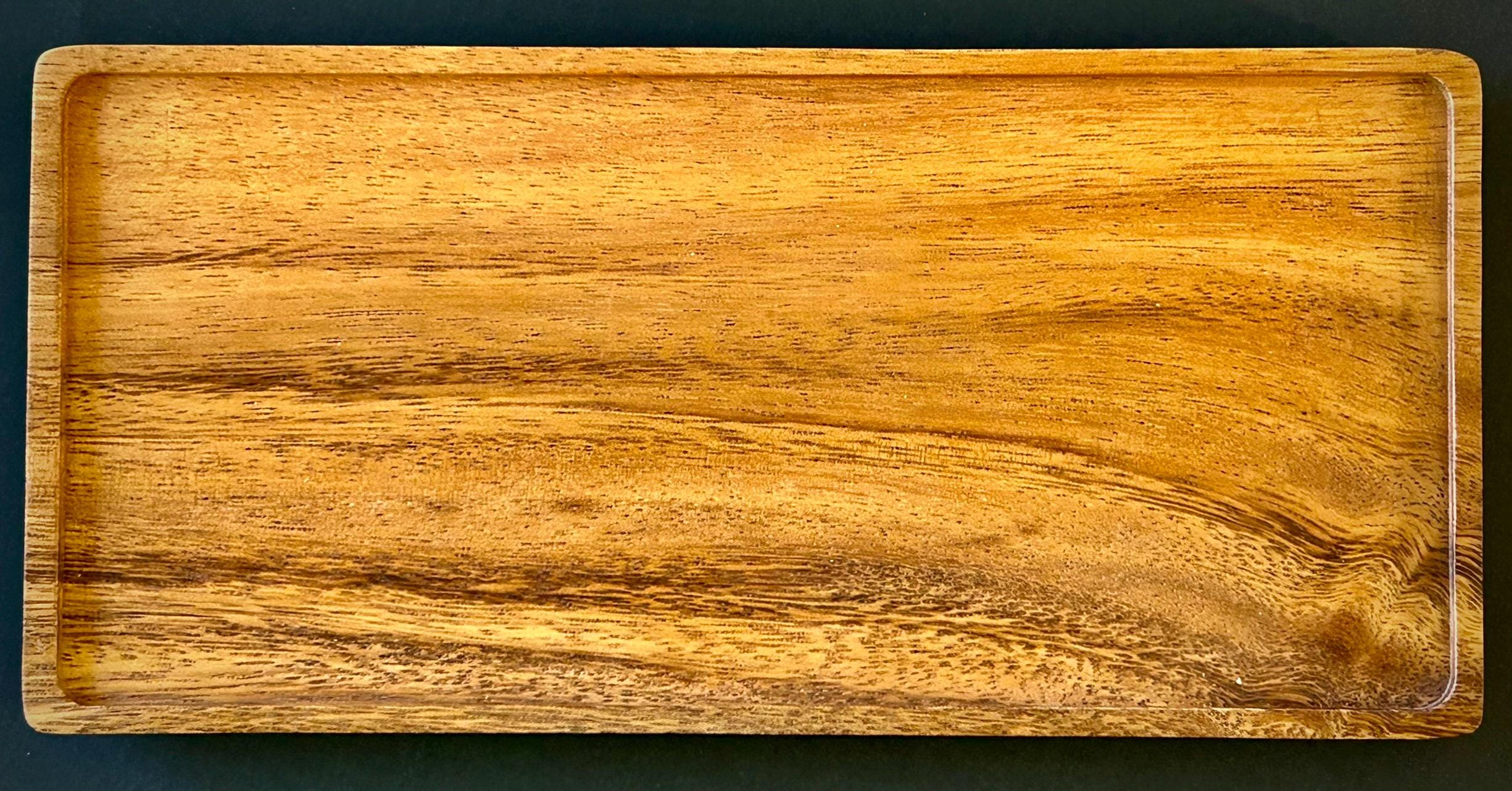 Solid Acacia Wood Serving Tray 10 x 5 Inch Mini Charcuterie Board Rectangular | Kitchen | Bar | Coffee | Tea |