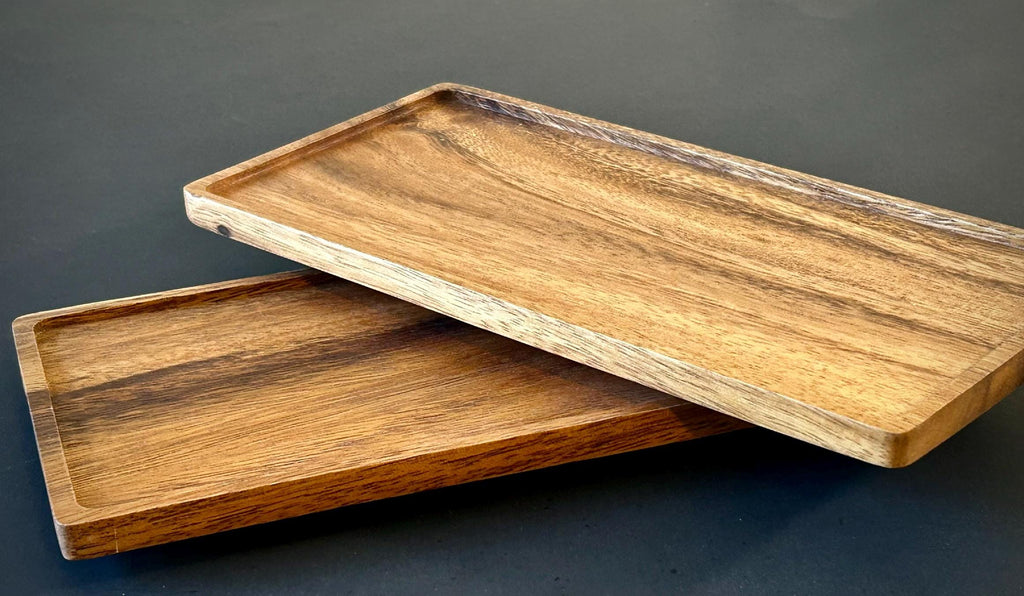 Solid Acacia Wood Serving Tray 10 x 5 Inch Mini Charcuterie Board Rectangular | Kitchen | Bar | Coffee | Tea |