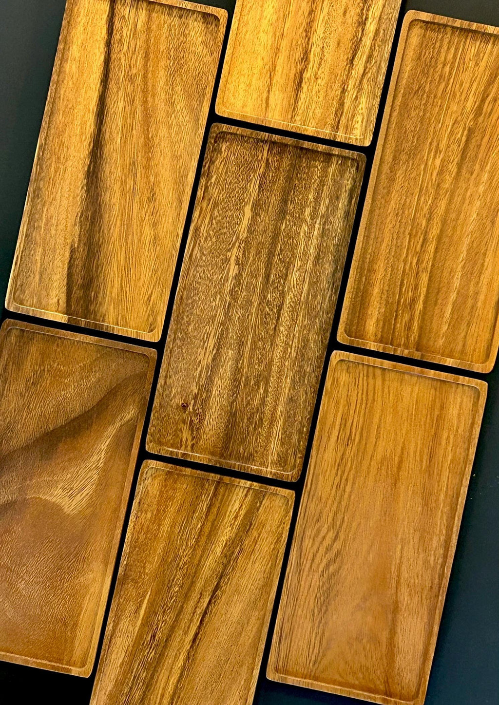 Solid Acacia Wood Serving Tray 10 x 5 Inch Mini Charcuterie Board Rectangular | Kitchen | Bar | Coffee | Tea |