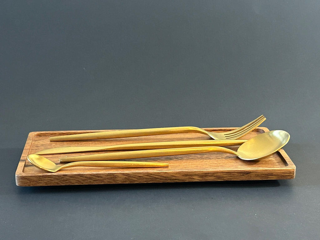 Solid Acacia Wood Serving Tray 10 x 5 Inch Mini Charcuterie Board Rectangular | Kitchen | Bar | Coffee | Tea |
