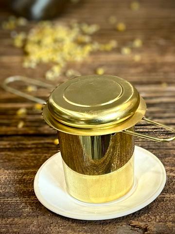 Loose Leaf Tea Infuser & Handmade Ceramic Drip Plate SET | Stainless Steel Steeper | White Dove Stoneware Rest | Tea Brewing Accessories