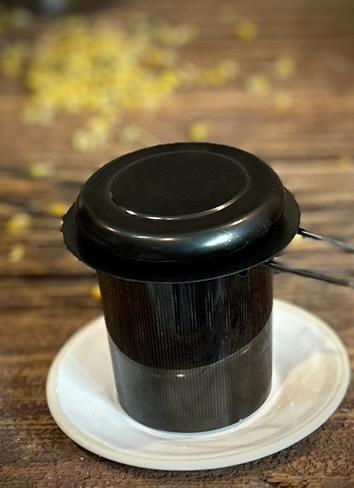 Loose Leaf Tea Infuser & Handmade Ceramic Drip Plate SET | Stainless Steel Steeper | White Dove Stoneware Rest | Tea Brewing Accessories