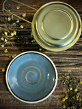 Loose Leaf Tea Infuser & Handmade Ceramic Drip Plate SET | Stainless Steel Steeper | Riverdrift Stoneware Rest | Tea Brewing Accessories