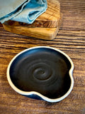 Handmade Ceramic Spoon Rest | Blackstone Stoneware Spoon Holder | Pottery Utensil Rest