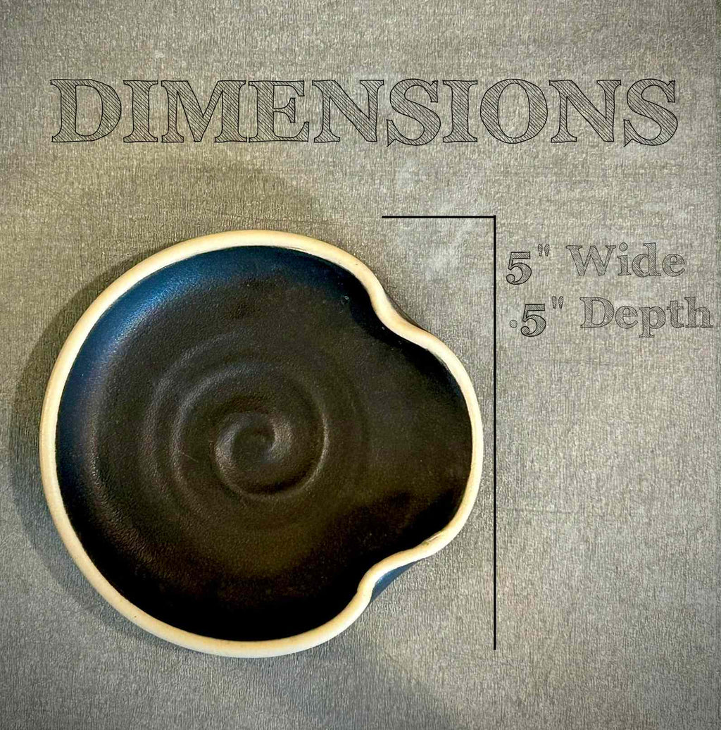 Handmade Ceramic Spoon Rest | Blackstone Stoneware Spoon Holder | Pottery Utensil Rest