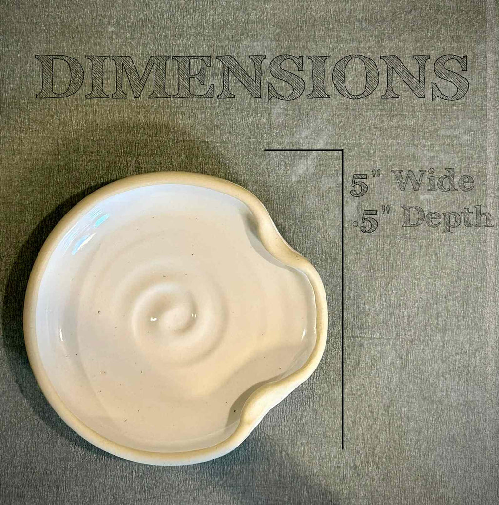 Handmade Ceramic Spoon Rest | White Dove Stoneware Spoon Holder | Pottery Utensil Rest