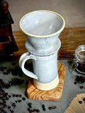 Handmade Stoneware Pour Over & Coffee Mug SET | Linen Gray Tall Ceramic Mug Coffee Dripper SET | Wheel Thrown Pottery