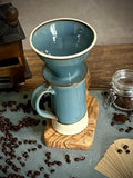 Handmade Stoneware Pour Over & Coffee Mug SET | Riverdrift Tall Ceramic Mug Coffee Dripper SET | Wheel Thrown Pottery