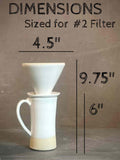 Handmade Stoneware Pour Over & Coffee Mug SET | White Dove Tall Ceramic Mug Coffee Dripper SET | Wheel Thrown Pottery
