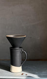 Handmade Stoneware Pour Over & Coffee Mug SET | Blackstone Tall Ceramic Mug Coffee Dripper SET | Wheel Thrown Pottery