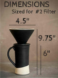 Handmade Stoneware Pour Over & Coffee Mug SET | Blackstone Tall Ceramic Mug Coffee Dripper SET | Wheel Thrown Pottery