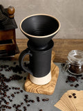 Handmade Stoneware Pour Over & Coffee Mug SET | Blackstone Tall Ceramic Mug Coffee Dripper SET | Wheel Thrown Pottery