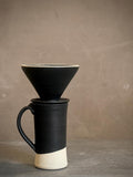 Handmade Stoneware Pour Over & Coffee Mug SET | Blackstone Tall Ceramic Mug Coffee Dripper SET | Wheel Thrown Pottery