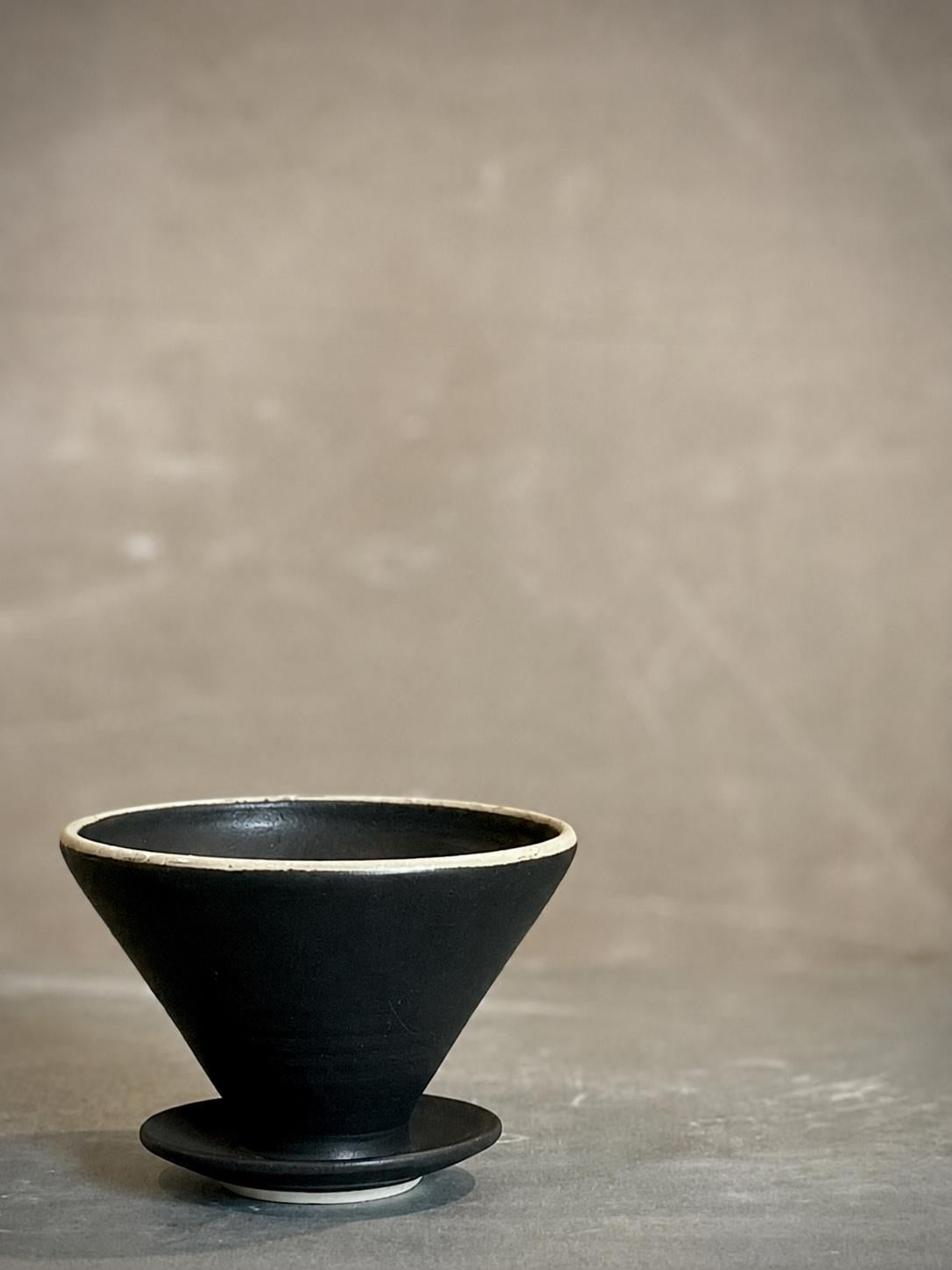 Handmade Stoneware Pour Over & Coffee Mug SET | Blackstone Tall Ceramic Mug Coffee Dripper SET | Wheel Thrown Pottery