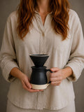 Handmade Stoneware Pour Over & Coffee Mug SET | Blackstone Bell Ceramic Mug Coffee Dripper SET | Wheel Thrown Pottery