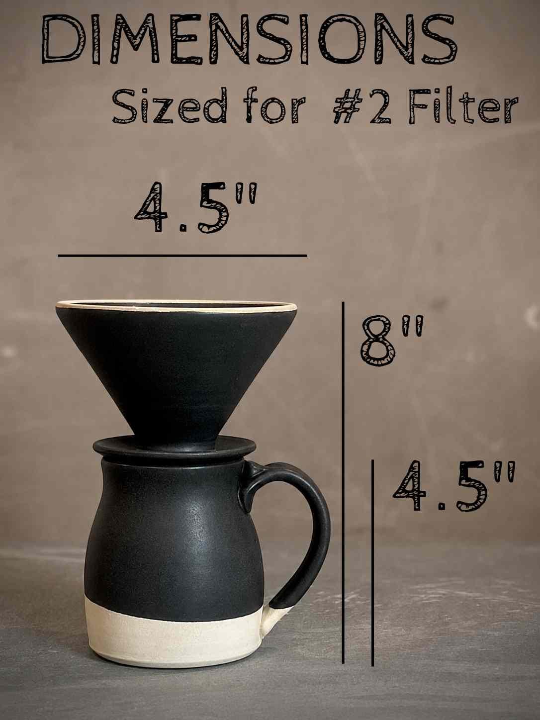 Handmade Stoneware Pour Over & Coffee Mug SET | Blackstone Bell Ceramic Mug Coffee Dripper SET | Wheel Thrown Pottery