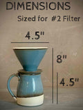 Handmade Stoneware Pour Over & Coffee Mug SET | Riverdrift Bell Ceramic Mug Coffee Dripper SET | Wheel Thrown Pottery