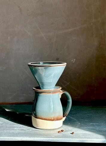 Handmade Stoneware Pour Over & Coffee Mug SET | Riverdrift Bell Ceramic Mug Coffee Dripper SET | Wheel Thrown Pottery