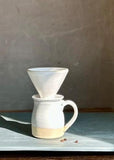 Handmade Stoneware Pour Over & Coffee Mug SET | White Dove Bell Ceramic Mug Coffee Dripper SET | Wheel Thrown Pottery