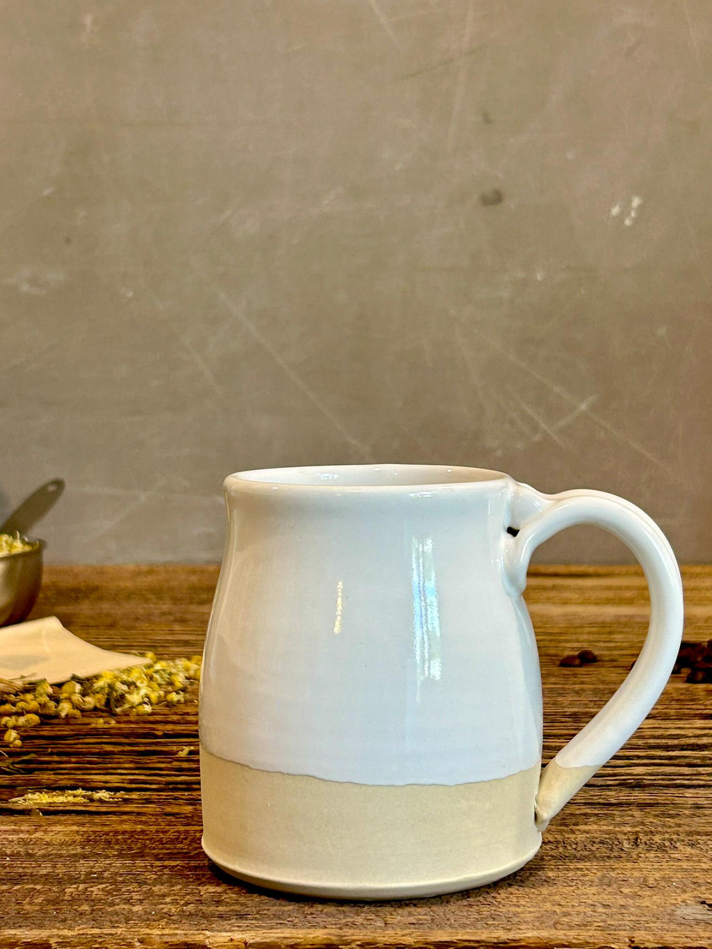 Handmade Stoneware Pour Over & Coffee Mug SET | White Dove Bell Ceramic Mug Coffee Dripper SET | Wheel Thrown Pottery