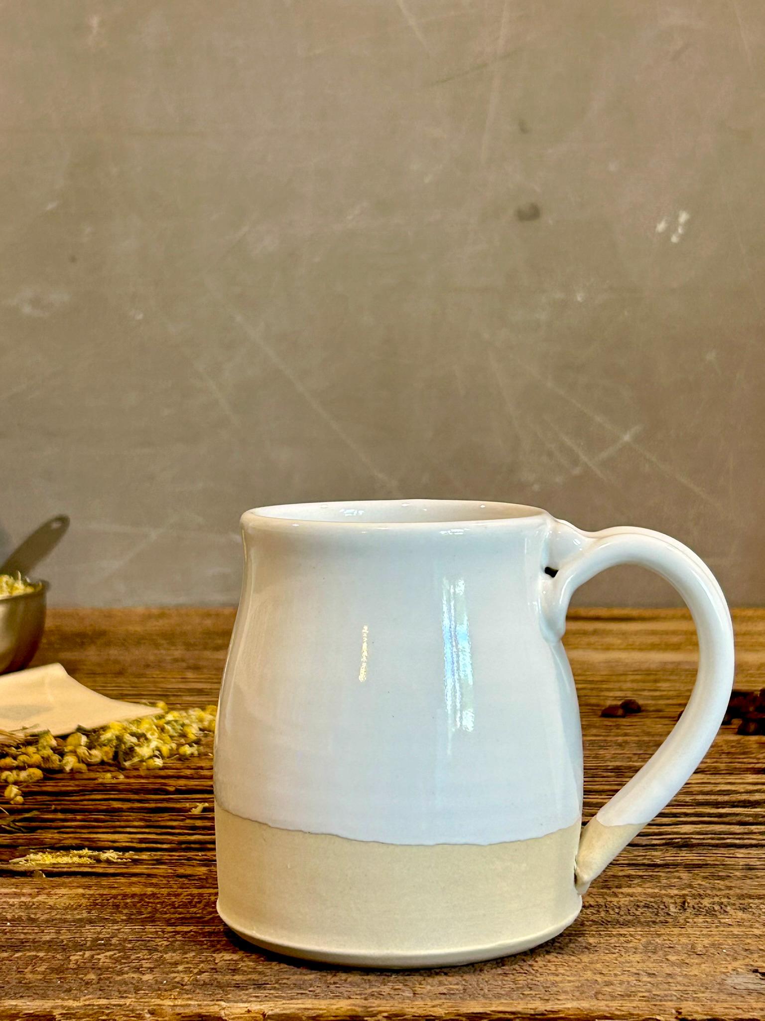 Handmade Stoneware Pour Over & Coffee Mug SET | White Dove Bell Ceramic Mug Coffee Dripper SET | Wheel Thrown Pottery