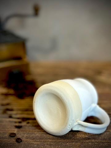 Handmade Stoneware Pour Over & Coffee Mug SET | White Dove Bell Ceramic Mug Coffee Dripper SET | Wheel Thrown Pottery