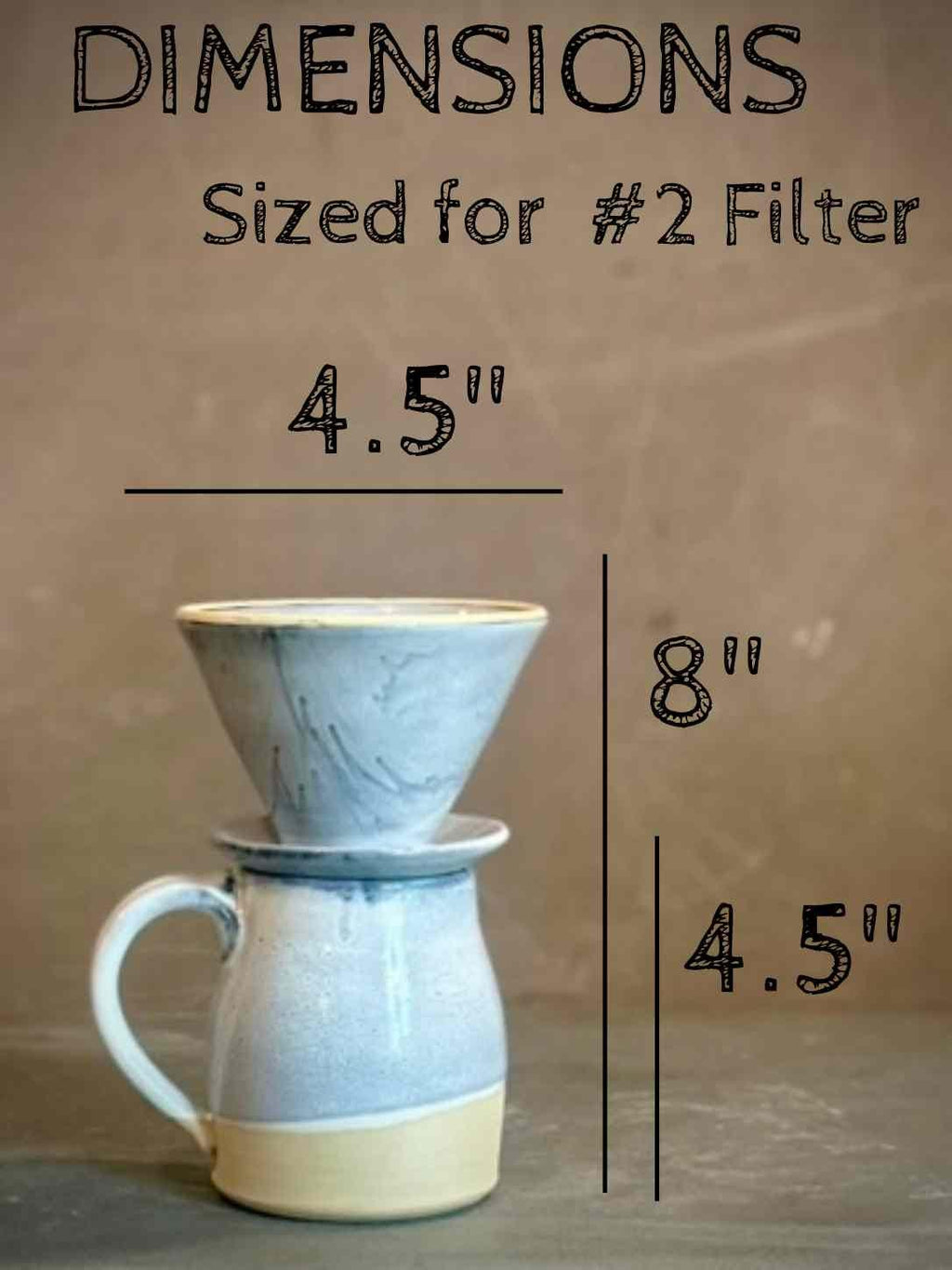 Handmade Stoneware Pour Over & Coffee Mug SET | Linen Gray Bell Ceramic Mug Coffee Dripper SET | Wheel Thrown Pottery