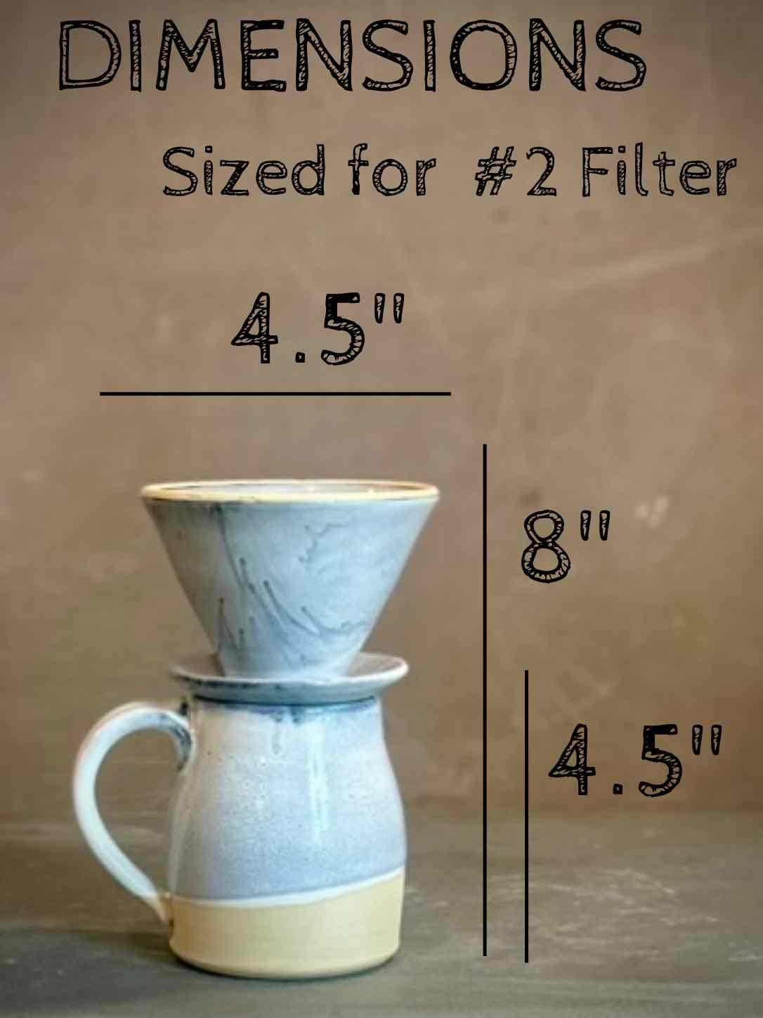 Handmade Stoneware Pour Over & Coffee Mug SET | Linen Gray Bell Ceramic Mug Coffee Dripper SET | Wheel Thrown Pottery
