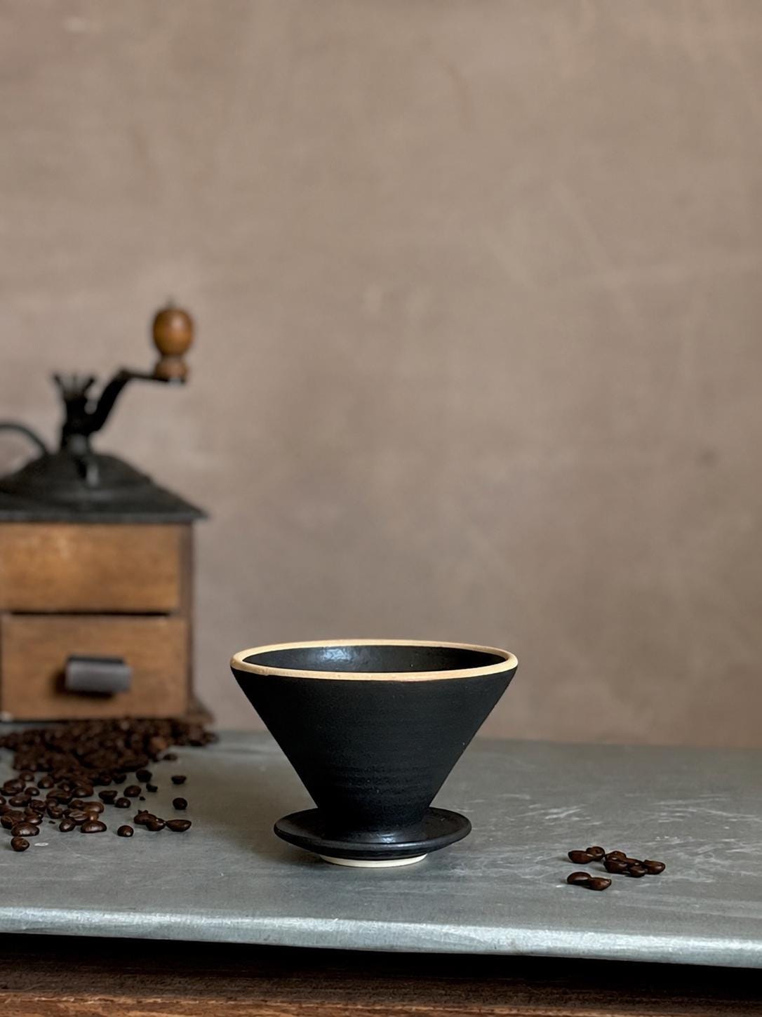 Handmade Ceramic Pour Over Coffee Dripper | Stoneware Coffee Brewer | Reusable Manual Coffee Maker | Blackstone