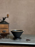 Handmade Ceramic Pour Over Coffee Dripper | Stoneware Coffee Brewer | Reusable Manual Coffee Maker | Blackstone