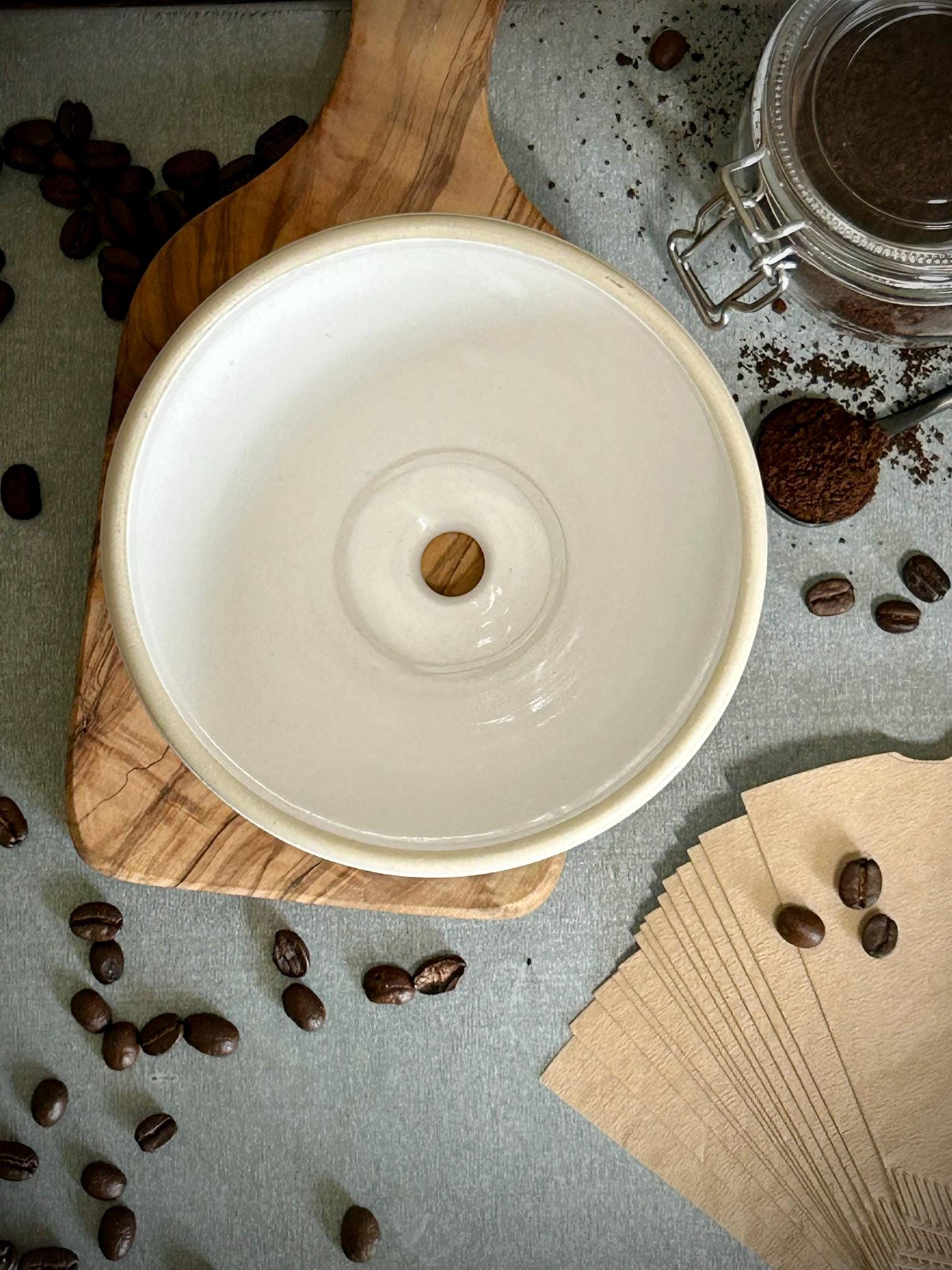 Handmade Ceramic Pour Over Coffee Dripper | Stoneware Coffee Brewer | Reusable Manual Coffee Maker | White Dove