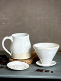 Handmade Ceramic Pour Over Coffee Dripper | Stoneware Coffee Brewer | Reusable Manual Coffee Maker | White Dove