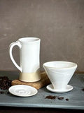 Handmade Ceramic Pour Over Coffee Dripper | Stoneware Coffee Brewer | Reusable Manual Coffee Maker | White Dove